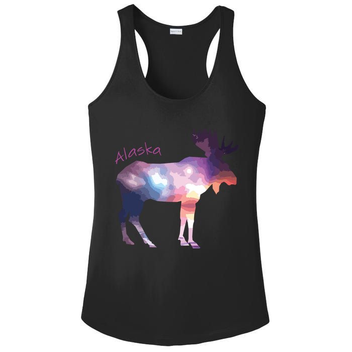 Alaska Moose Within The Borealis And The Polar Sky Ladies PosiCharge Competitor Racerback Tank