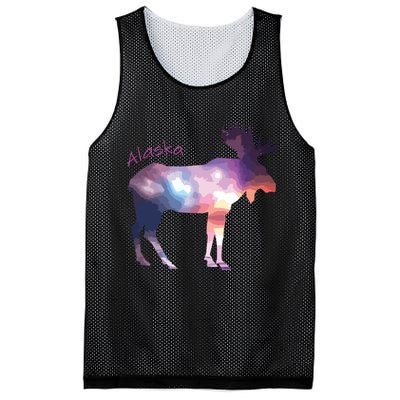 Alaska Moose Within The Borealis And The Polar Sky Mesh Reversible Basketball Jersey Tank