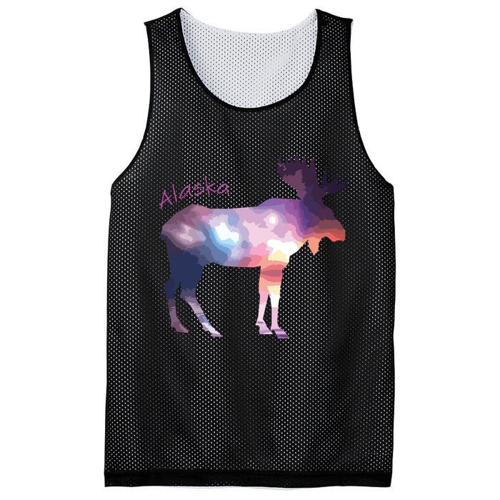Alaska Moose Within The Borealis And The Polar Sky Mesh Reversible Basketball Jersey Tank