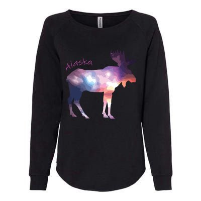 Alaska Moose Within The Borealis And The Polar Sky Womens California Wash Sweatshirt