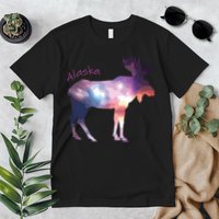Alaska Moose Within The Borealis And The Polar Sky Premium T-Shirt