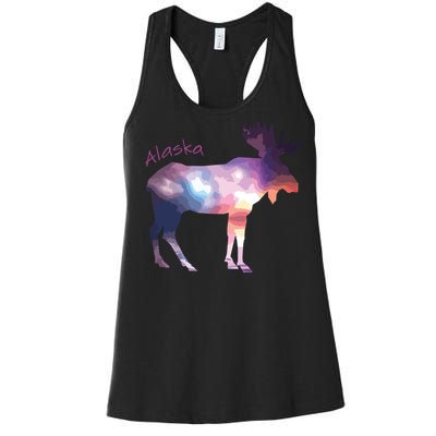 Alaska Moose Within The Borealis And The Polar Sky Women's Racerback Tank