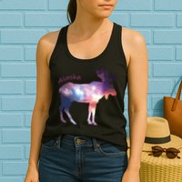 Alaska Moose Within The Borealis And The Polar Sky Womens Tank Top