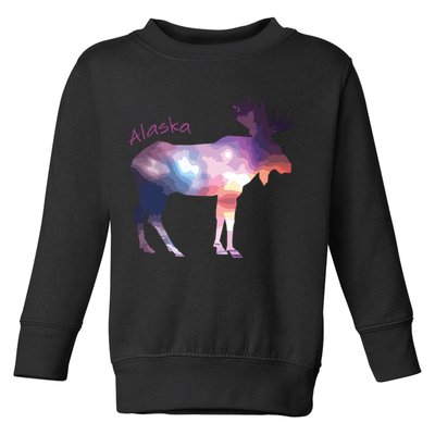 Alaska Moose Within The Borealis And The Polar Sky Toddler Sweatshirt