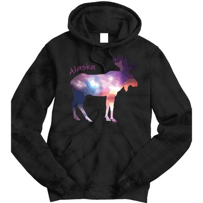 Alaska Moose Within The Borealis And The Polar Sky Tie Dye Hoodie