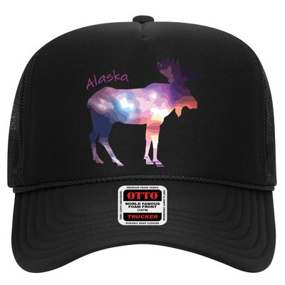 Alaska Moose Within The Borealis And The Polar Sky Trucker Hat