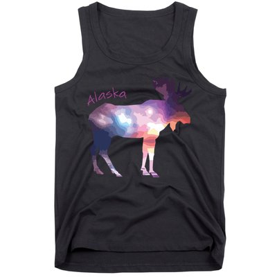 Alaska Moose Within The Borealis And The Polar Sky Tank Top