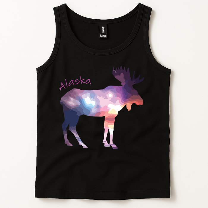 Alaska Moose Within The Borealis And The Polar Sky Tank Top