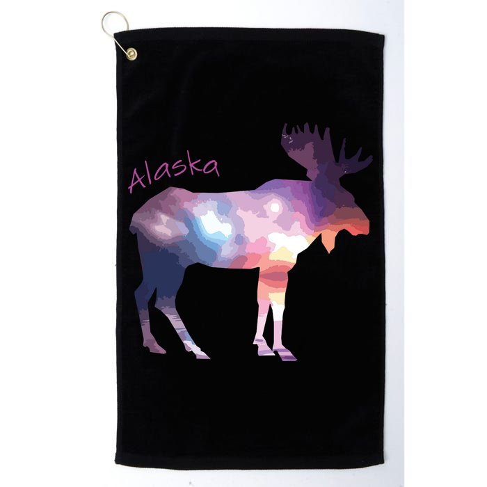 Alaska Moose Within The Borealis And The Polar Sky Golf Towel