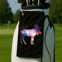 Alaska Moose Within The Borealis And The Polar Sky Golf Towel