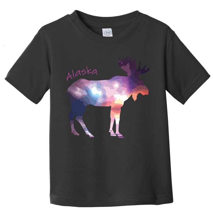 Alaska Moose Within The Borealis And The Polar Sky Toddler T-Shirt