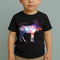 Alaska Moose Within The Borealis And The Polar Sky Toddler T-Shirt