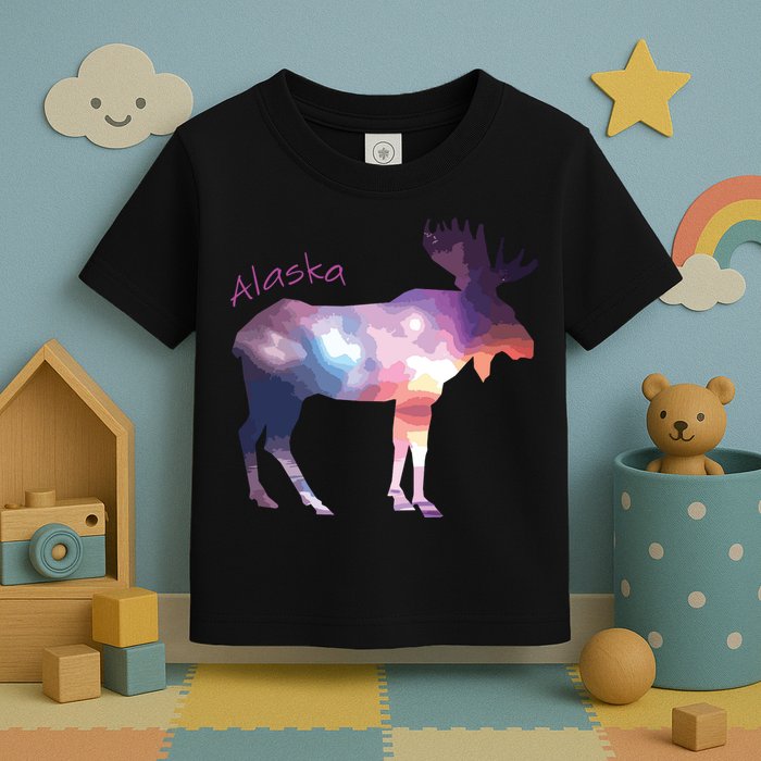 Alaska Moose Within The Borealis And The Polar Sky Toddler T-Shirt