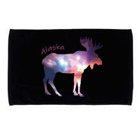 Alaska Moose Within The Borealis And The Polar Sky Microfiber Hand Towel