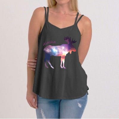 Alaska Moose Within The Borealis And The Polar Sky Women's Strappy Tank