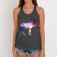 Alaska Moose Within The Borealis And The Polar Sky Women's Knotted Racerback Tank