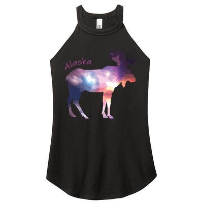 Alaska Moose Within The Borealis And The Polar Sky Women's Perfect Tri Rocker Tank
