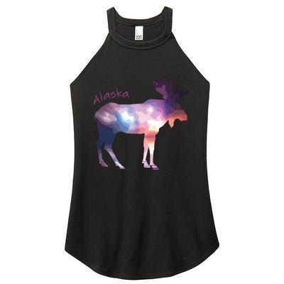 Alaska Moose Within The Borealis And The Polar Sky Women's Perfect Tri Rocker Tank