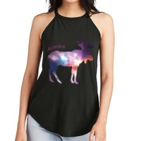 Alaska Moose Within The Borealis And The Polar Sky Women's Perfect Tri Rocker Tank
