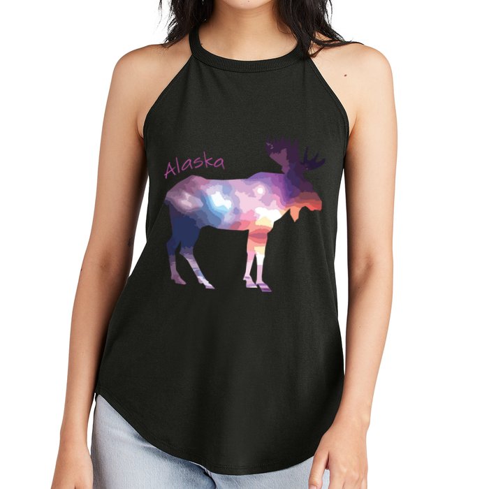 Alaska Moose Within The Borealis And The Polar Sky Women's Perfect Tri Rocker Tank