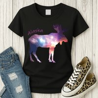 Alaska Moose Within The Borealis And The Polar Sky Womens T-Shirt