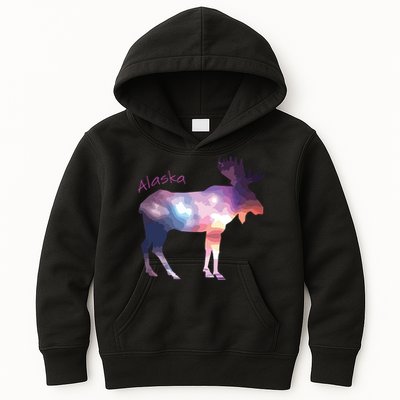 Alaska Moose Within The Borealis And The Polar Sky Kids Hoodie