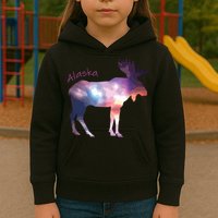 Alaska Moose Within The Borealis And The Polar Sky Kids Hoodie