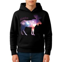 Alaska Moose Within The Borealis And The Polar Sky Kids Hoodie
