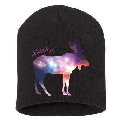 Alaska Moose Within The Borealis And The Polar Sky Short Acrylic Beanie