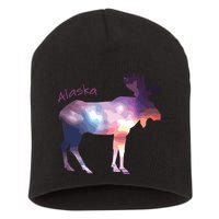 Alaska Moose Within The Borealis And The Polar Sky Short Acrylic Beanie