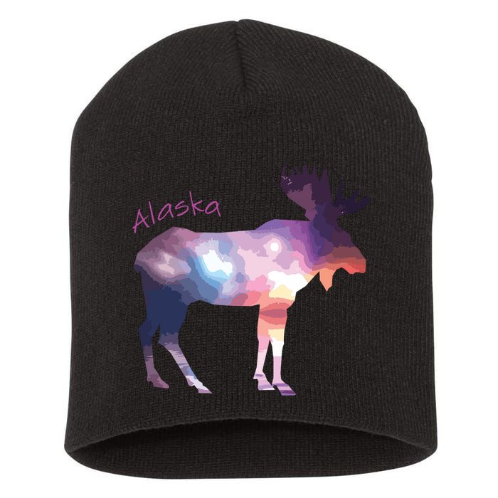Alaska Moose Within The Borealis And The Polar Sky Short Acrylic Beanie