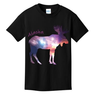 Alaska Moose Within The Borealis And The Polar Sky Kids T-Shirt