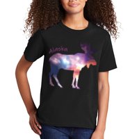 Alaska Moose Within The Borealis And The Polar Sky Kids T-Shirt