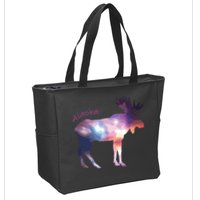 Alaska Moose Within The Borealis And The Polar Sky Zip Tote Bag