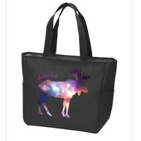 Alaska Moose Within The Borealis And The Polar Sky Zip Tote Bag