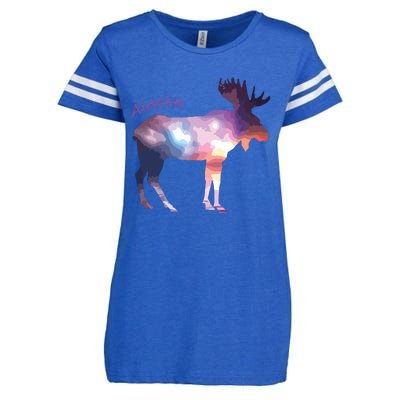 Alaska Moose Within The Borealis And The Polar Sky Enza Ladies Jersey Football T-Shirt