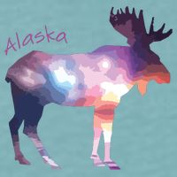 Alaska Moose Within The Borealis And The Polar Sky Sueded Cloud Jersey T-Shirt