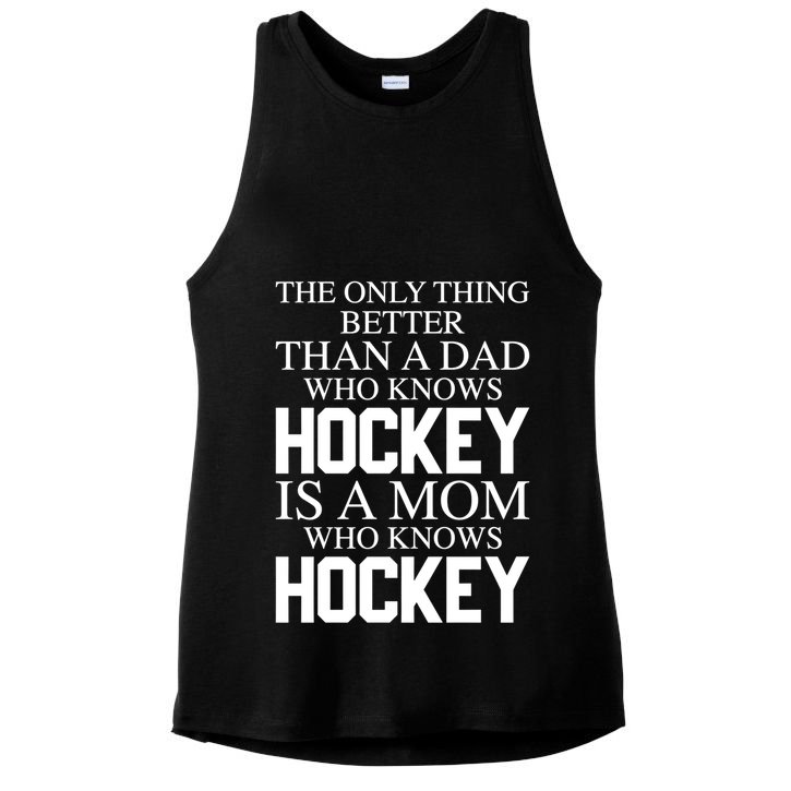 A Mom Who Knows Hockey Cute Ice Hockey Mom Great Gift Ladies PosiCharge Tri-Blend Wicking Tank