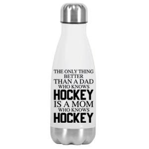 A Mom Who Knows Hockey Cute Ice Hockey Mom Great Gift Stainless Steel Insulated Water Bottle