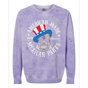 American Made With Genuine Mexican Parts Skull Colorblast Crewneck Sweatshirt