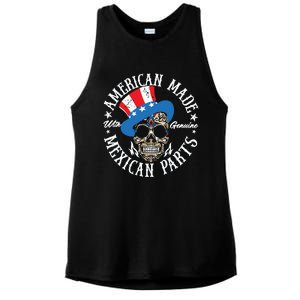 American Made With Genuine Mexican Parts Skull Ladies PosiCharge Tri-Blend Wicking Tank