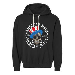 American Made With Genuine Mexican Parts Skull Garment-Dyed Fleece Hoodie