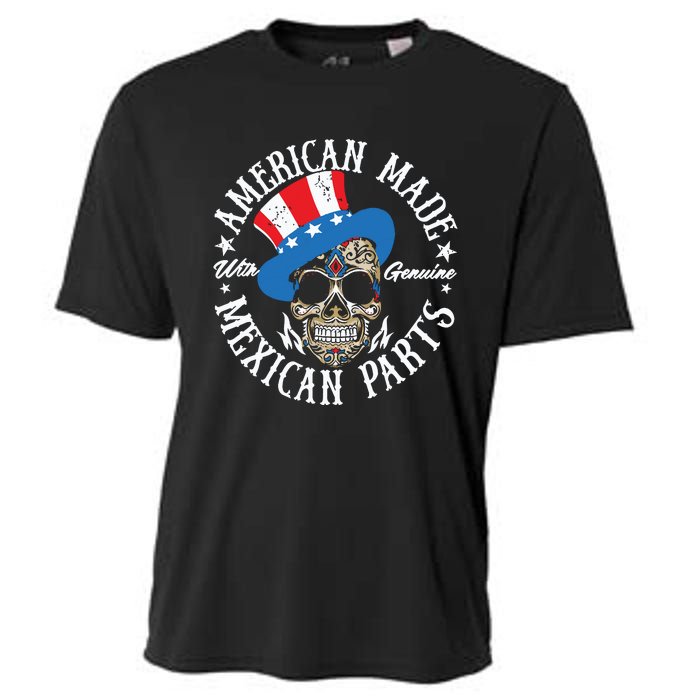 American Made With Genuine Mexican Parts Skull Cooling Performance Crew T-Shirt