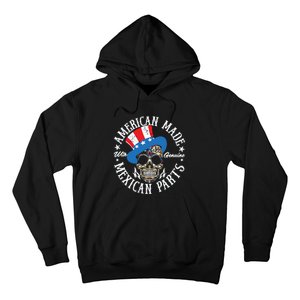 American Made With Genuine Mexican Parts Skull Hoodie