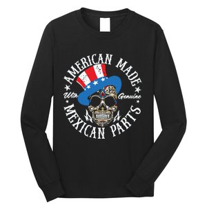 American Made With Genuine Mexican Parts Skull Long Sleeve Shirt