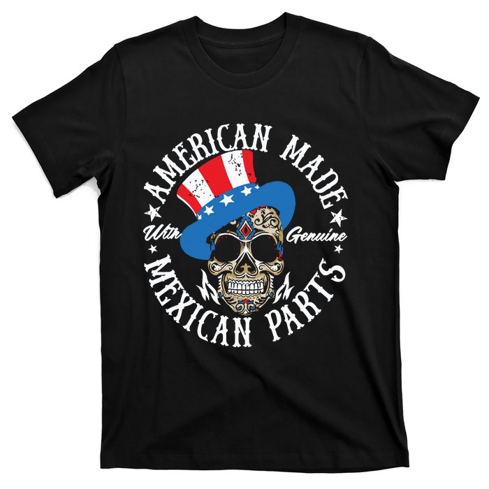 American Made With Genuine Mexican Parts Skull T-Shirt