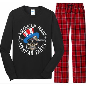 American Made With Genuine Mexican Parts Skull Long Sleeve Pajama Set