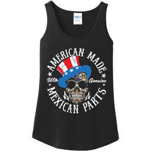 American Made With Genuine Mexican Parts Skull Ladies Essential Tank