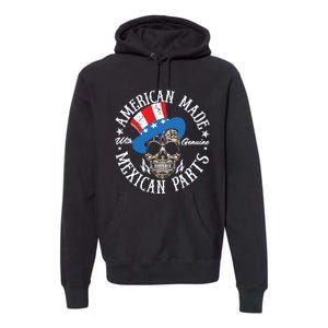 American Made With Genuine Mexican Parts Skull Premium Hoodie