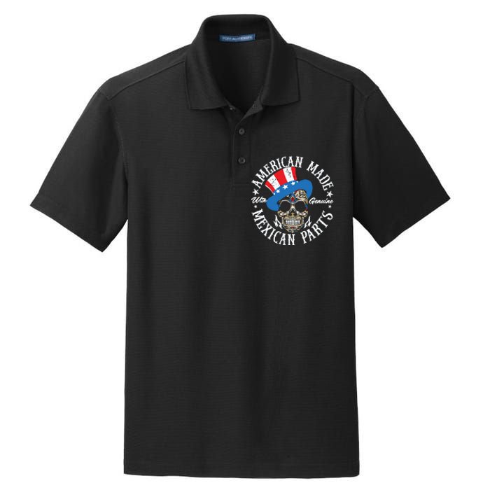 American Made With Genuine Mexican Parts Skull Dry Zone Grid Polo